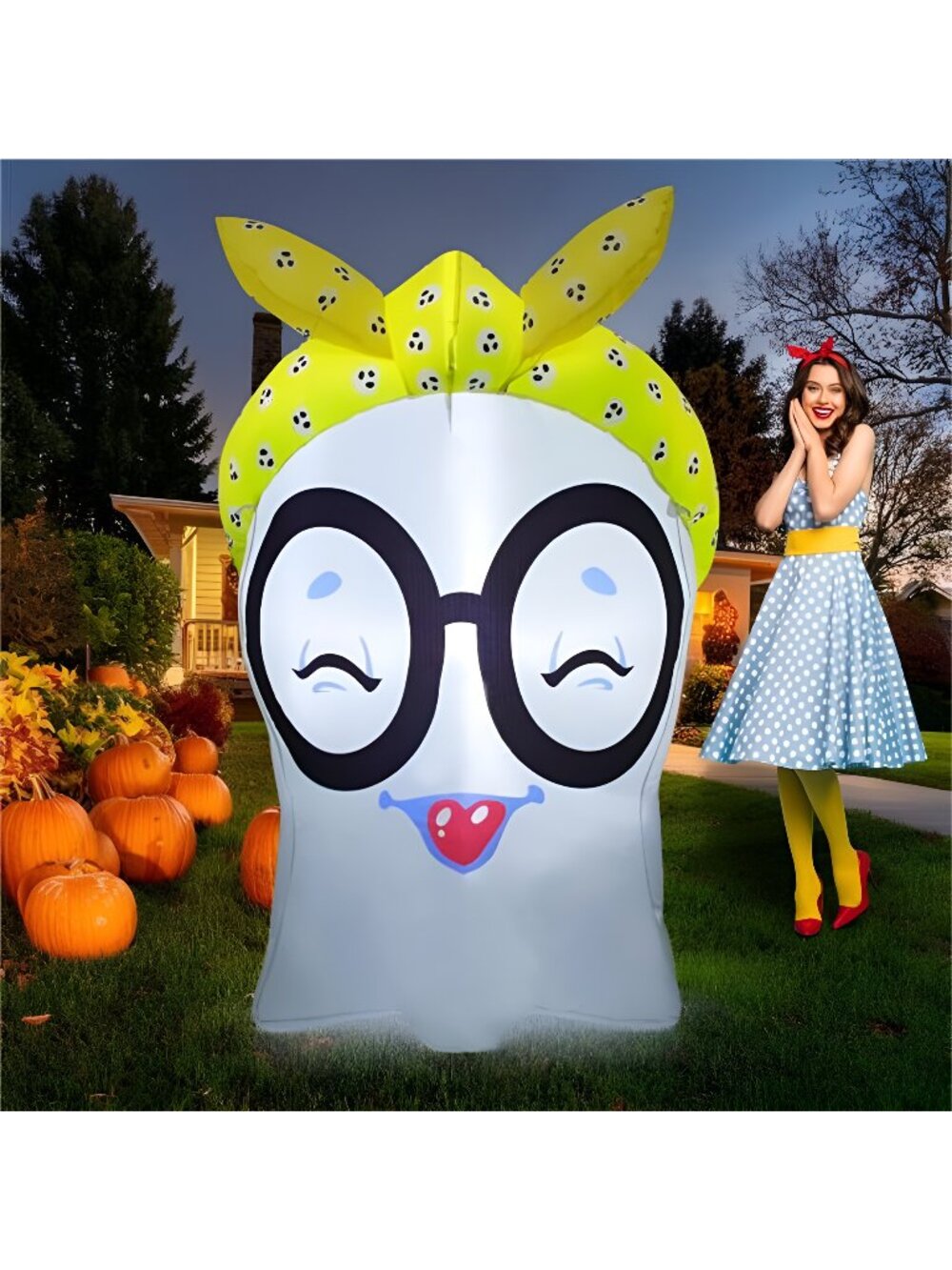 4 FT Halloween Inflatables Outdoor Decorations Cute Ghost Halloween Blow